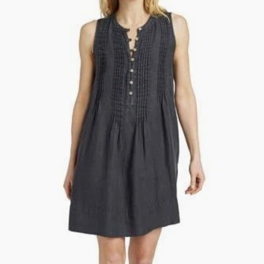 Faherty | Isha Linen Denim Shift Dress - Washed Black S